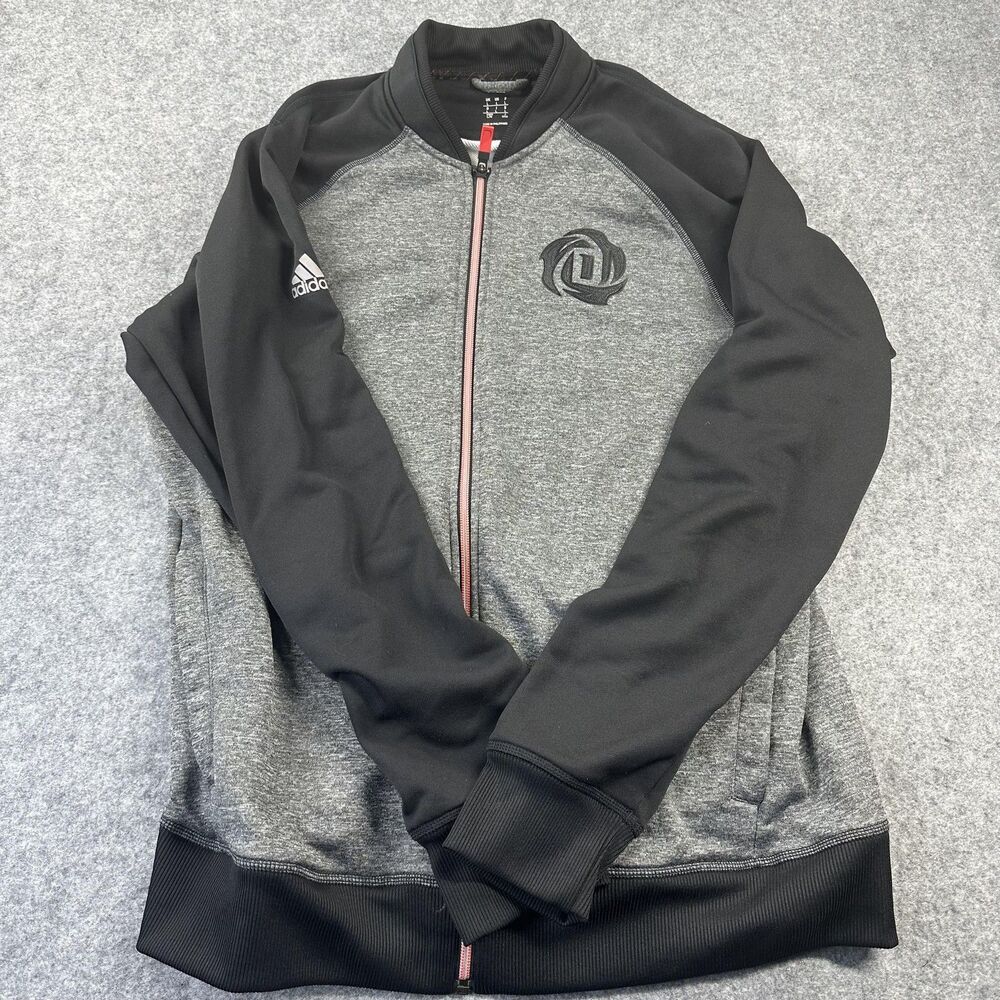 Adidas D Rose Track Jacket Mens Large Gray Black Colorblock Full Zip Basketball